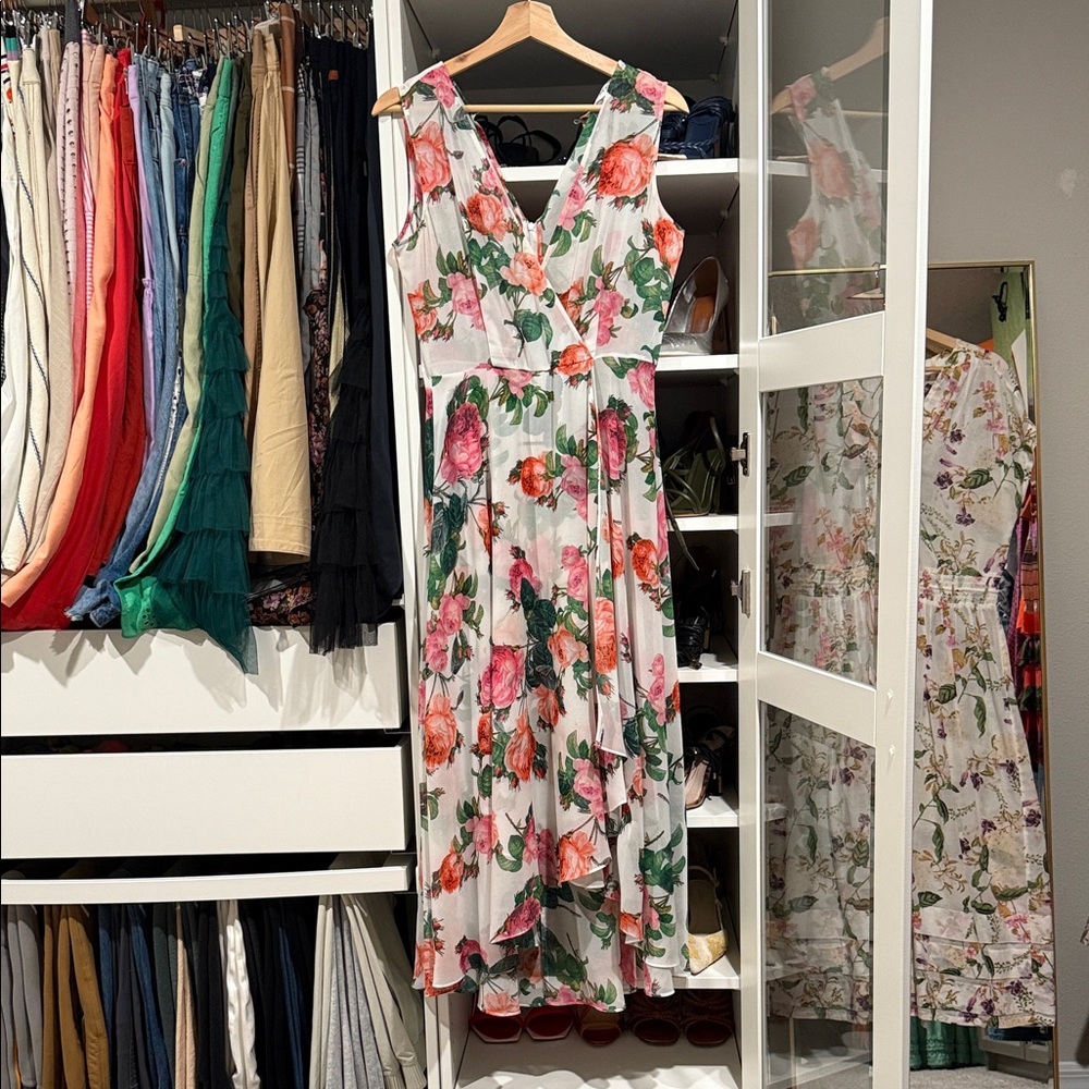 Calvin Klein Floral Maxi Dress - Red and Green